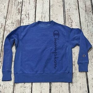 Champion Blue Reverse Weave Crewneck Jumper Pullover Sweatshirt